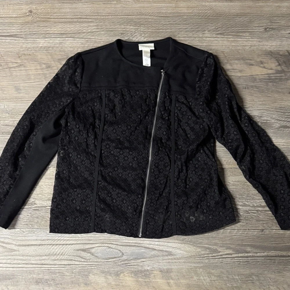 Chico’s Elegant Black Women's moto Jacket - Picture 2 of 3